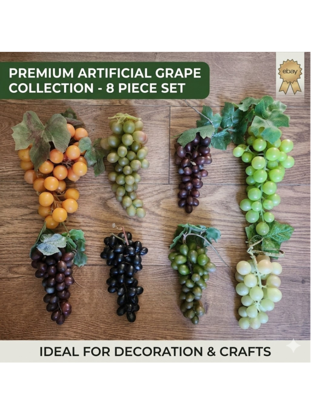 Lot of 8 Vintage Mid Century Decorative Grapes | MCM Faux Rubber & Plastic Fruit